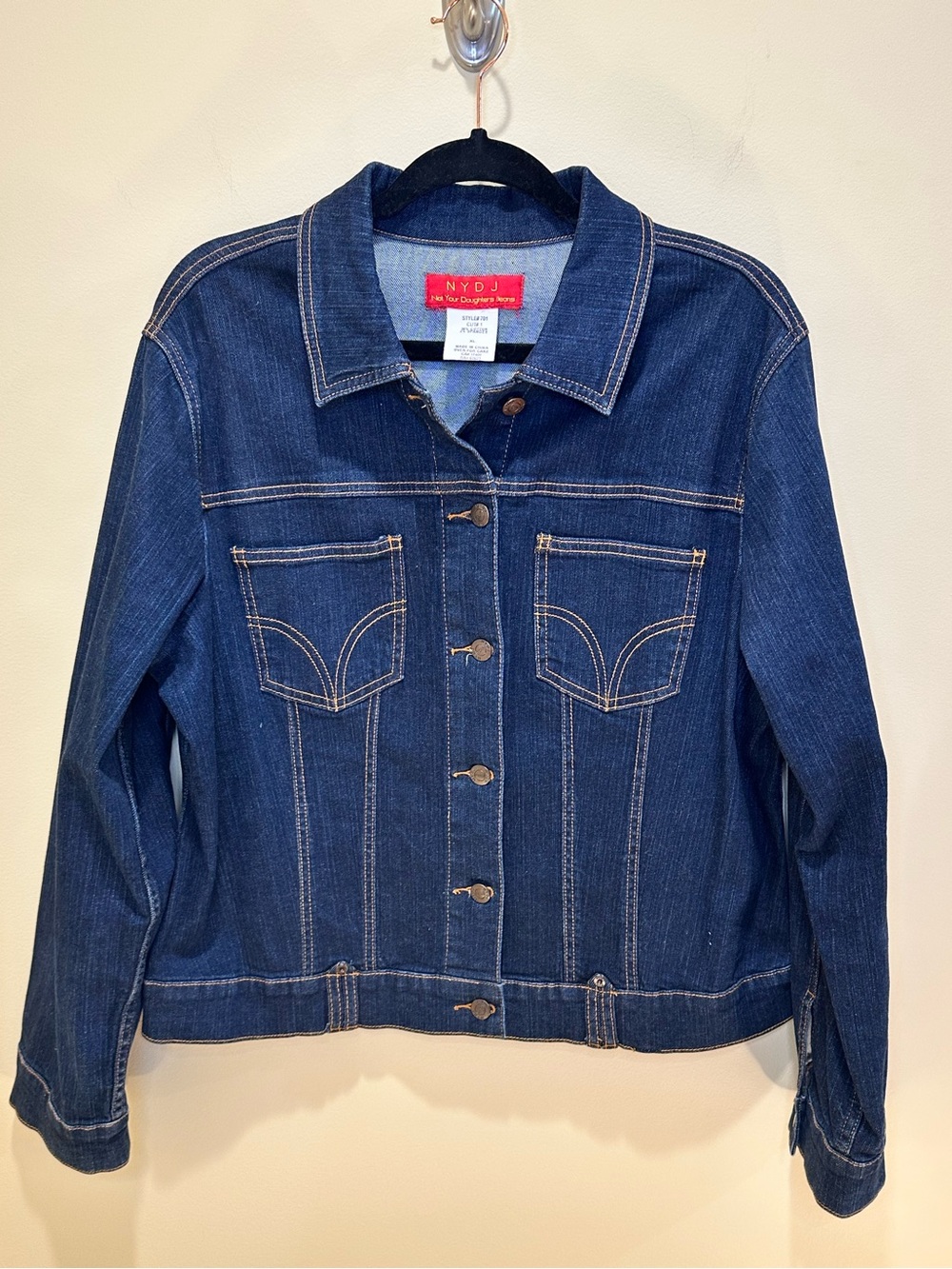 NWOT NYDJ Premium Dark Wash Denim Trucker Jean Jacket Size XL